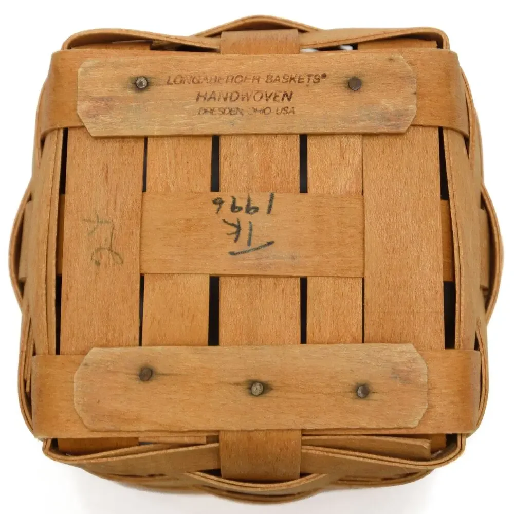 Longaberger 1996 Square Medium Spoon Basket With Lid